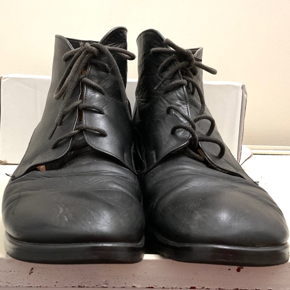 Black Vintage Italian Leather Ankle Chukka Boots Unisex Size 8.5 men’s/10 women - Picture 7 of 13